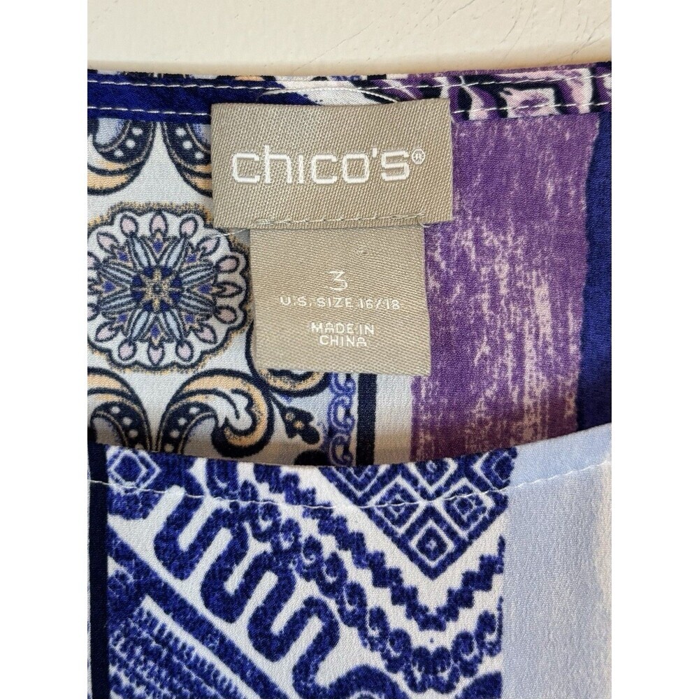 Chicos 2 Piece Set Mixed Print Flutter Sleeve Top… - image 5